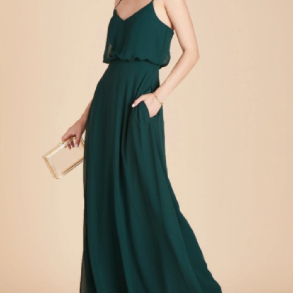 Birdy Grey Gwennie Chiffon Dress, Emerald Sz XL